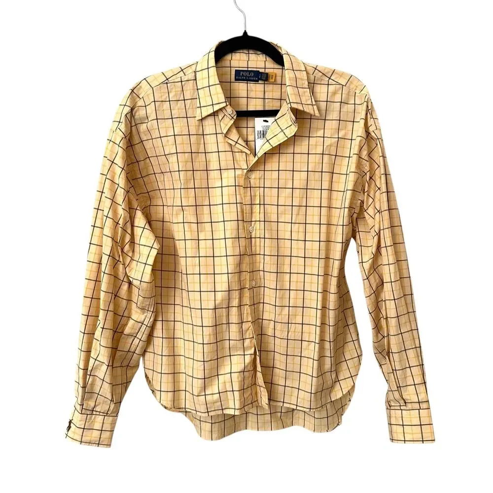 NEW‎ NWT POLO RALPH LAUREN Checkered Button Down Shirt Yellow Small